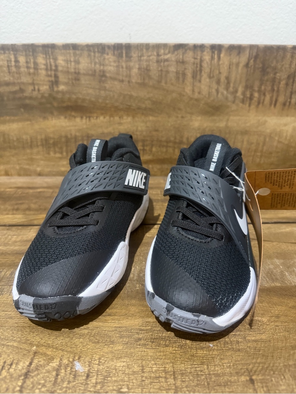 Nike | Kids Black and White Strap Athletic Sneakers